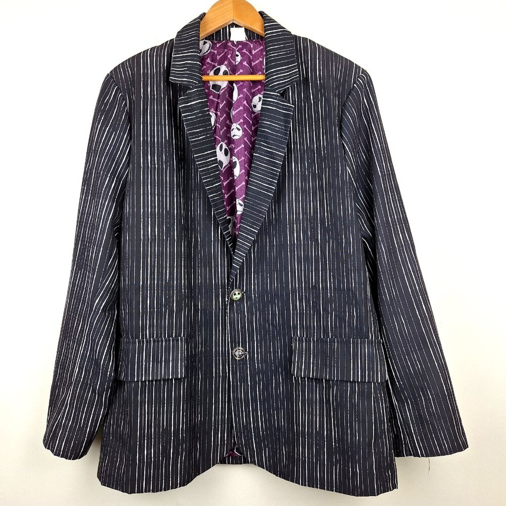 Nightmare Before Christmas Blazer Size L. Black Purple Jack Skellington Skulls